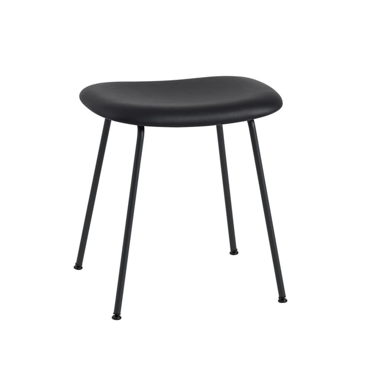 Fiber stool - Leather black, black steel stand - Muuto