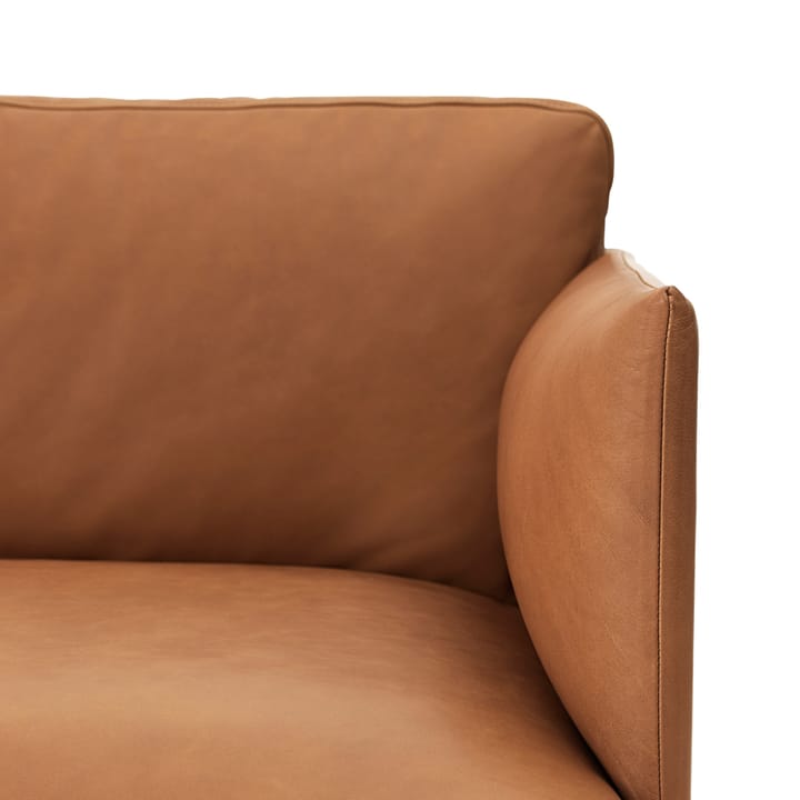 Outline 3-seater sofa leather - Refine black-aluminum leg - Muuto