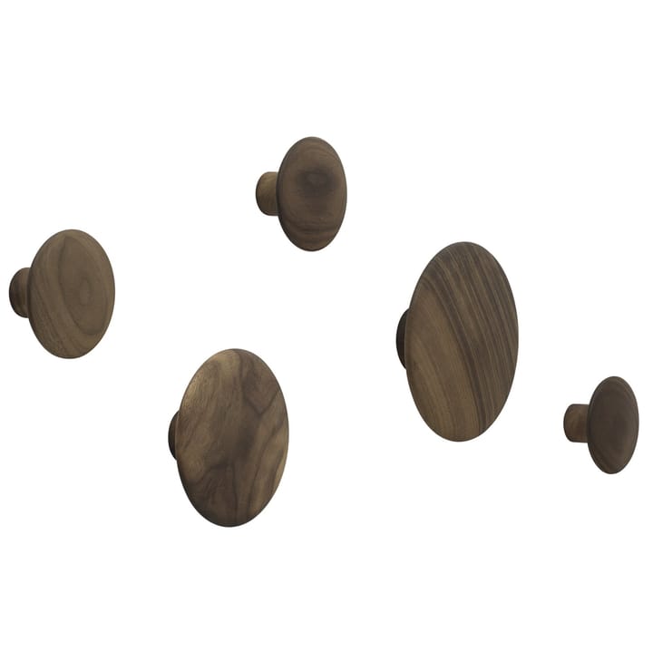 The Dots coat hooks, 5-pack - Walnut - Muuto