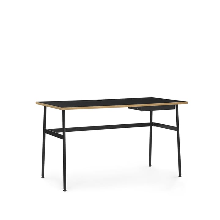 Journal desk - Black laminate, black steel legs and drawer - Normann Copenhagen