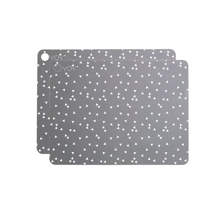 OYOY placemats with print 2-pack - light grey - OYOY