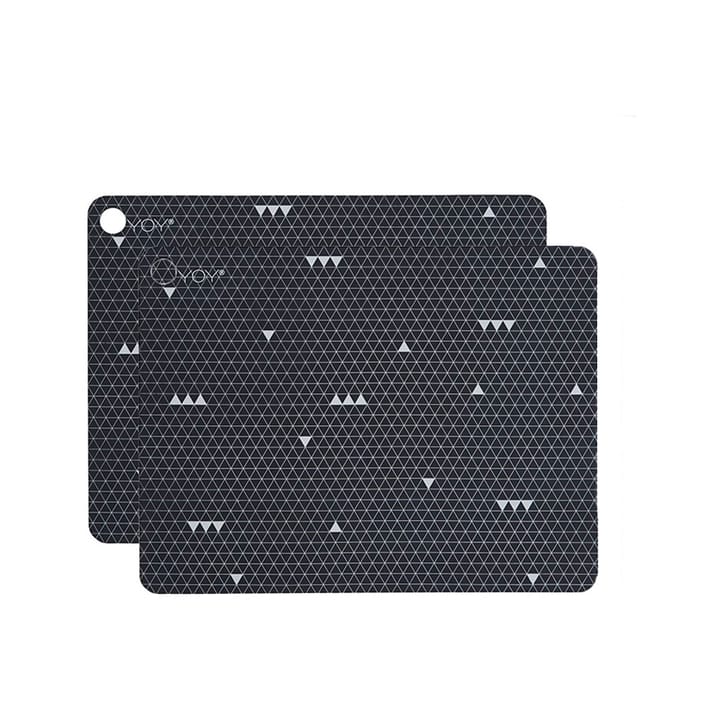 OYOY placemats with print 2-pack - line pattern dark grey - OYOY
