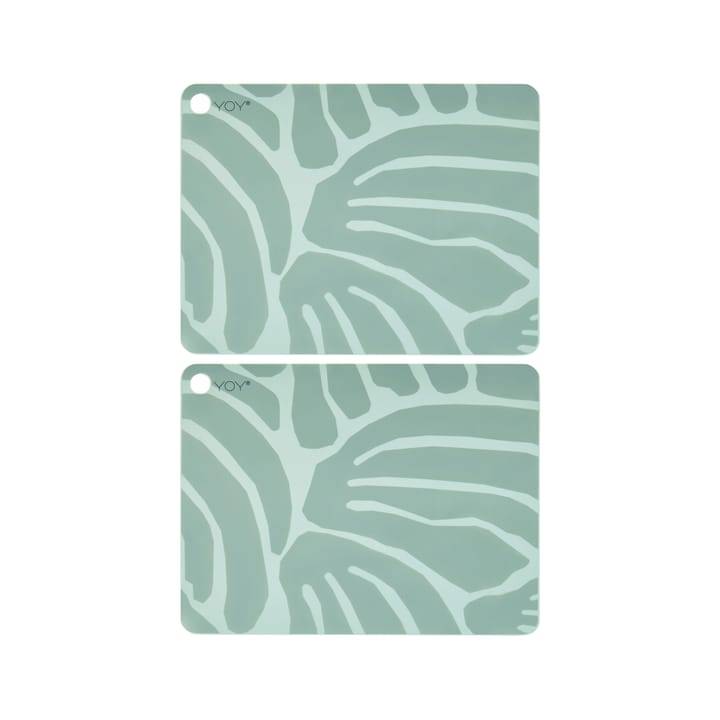 OYOY placemats with print 2-pack - roa pale mint - OYOY
