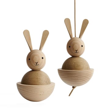 Rabbit wooden figurine - beech-oak - OYOY