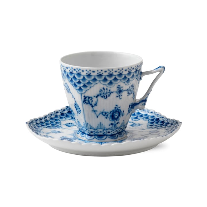 Blue Fluted Full Lace cup and saucer - 14 cl - Royal Copenhagen
