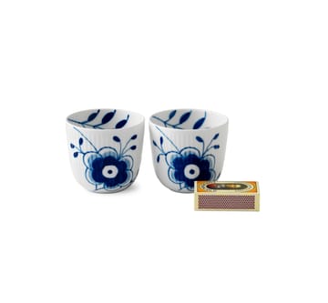Blue Fluted Mega tealight holder 2-pack - 6 cm - Royal Copenhagen