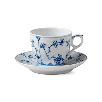 Blue Fluted Plain cup with saucer - 16 cl - Royal Copenhagen