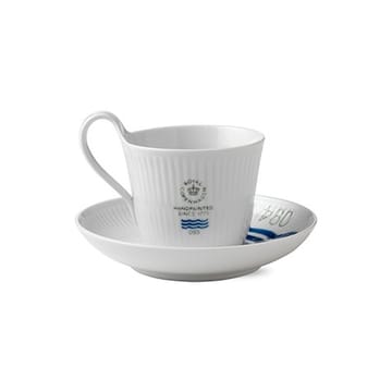 Fluted Signature cup with saucer - 25 cl-high handle - Royal Copenhagen