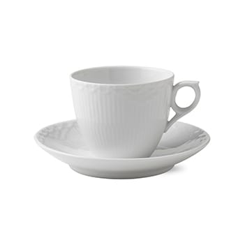 White Fluted Half Lace cup and saucer - 17 cl - Royal Copenhagen