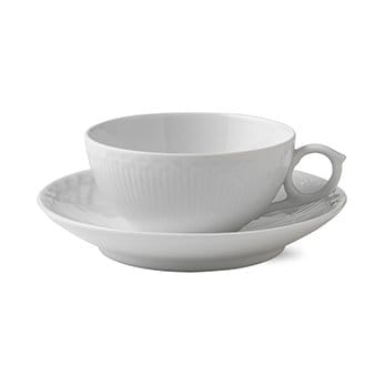 White Fluted Half Lace tea cup and saucer - 20 cl - Royal Copenhagen