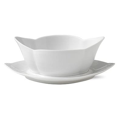 White Fluted sauce bowl with saucer - 55 cl - Royal Copenhagen