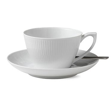 White Fluted teacup with saucer - 28 cl - Royal Copenhagen