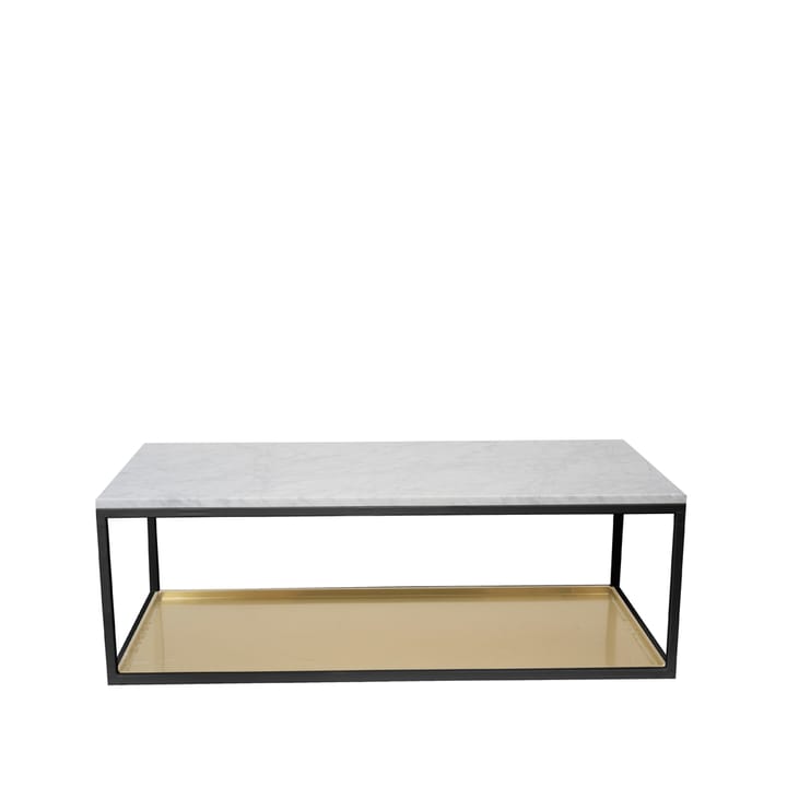 Coffee table 11 - Marble white, black lacquered stand, brass plate - Scherlin