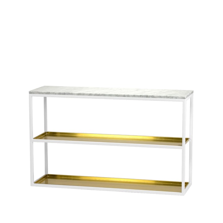Console table 11 - Marble white, white lacquered stand with shelf - Scherlin