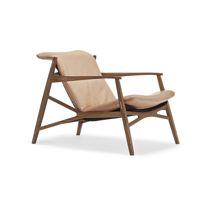 Link arm chair - Nature leather-natural oiled oak-black canvas - Stolab