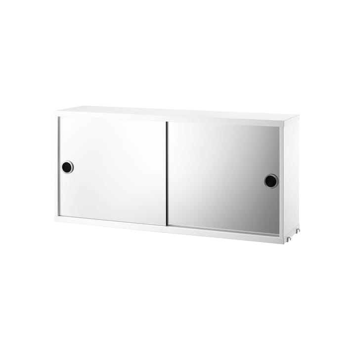 String cabinet with sliding door - White, mirror sliding doors, 78x20 cm - String