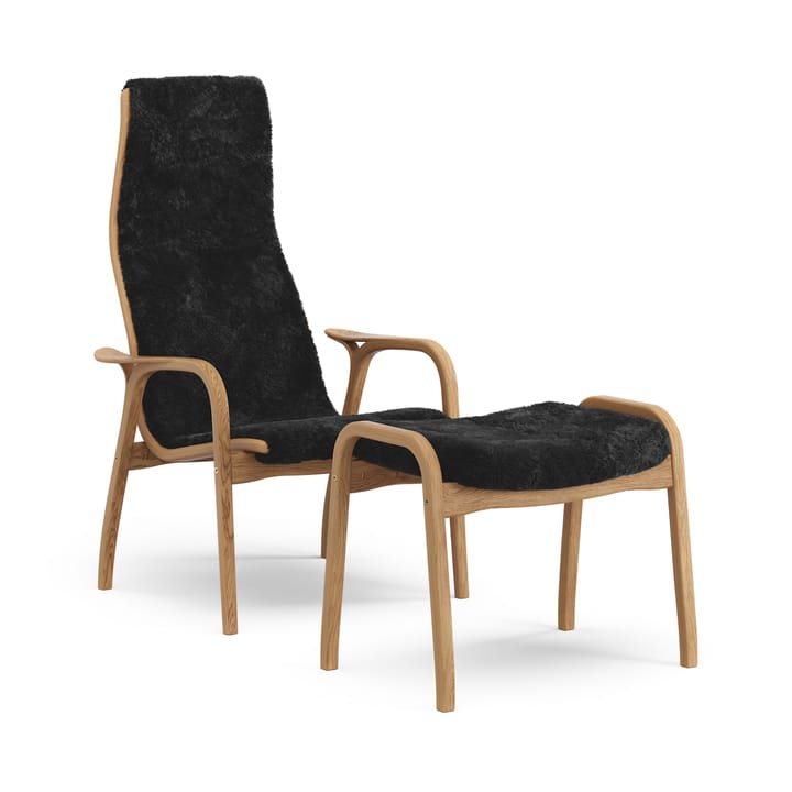 Lamino armchair and footstool oiled oak/sheepskin - Black - Swedese