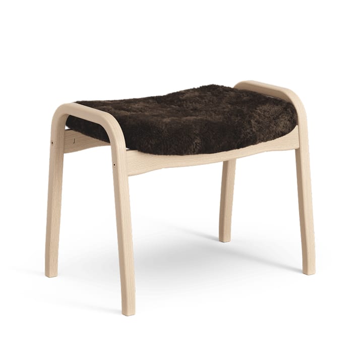 Lamino footstool - Sheepskin espresso, natural lacquered beech - Swedese
