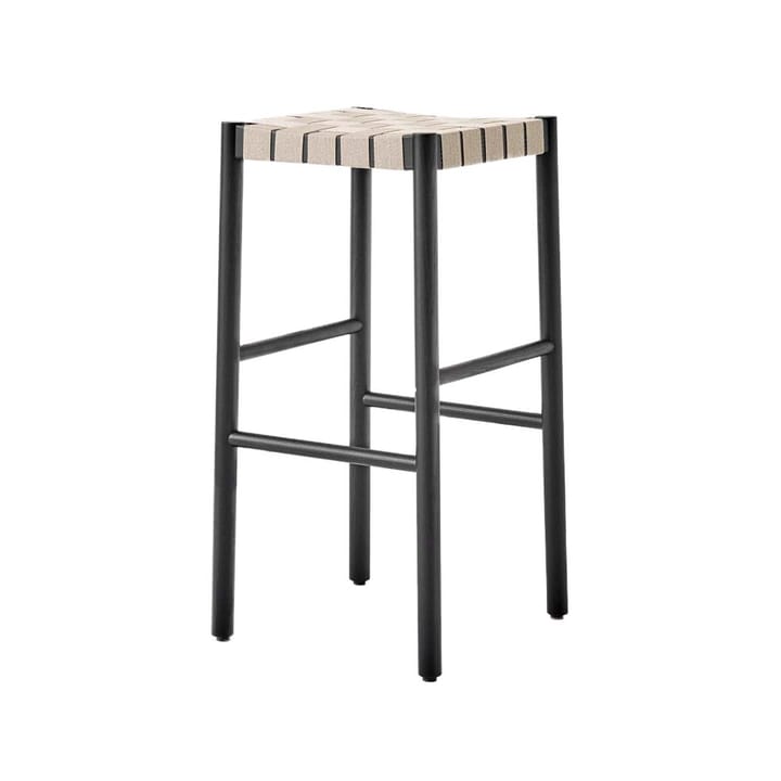 Betty TK8 barstool - Black, natural braided linen band seat - &Tradition