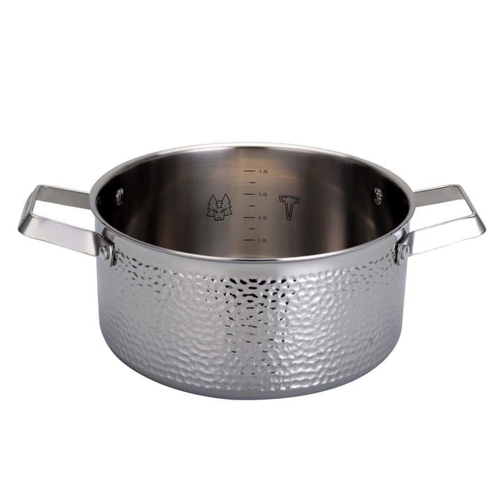 Kroma hammered chrome plated casserole pot with lid - Pixel. 4 L - Vargen & Thor