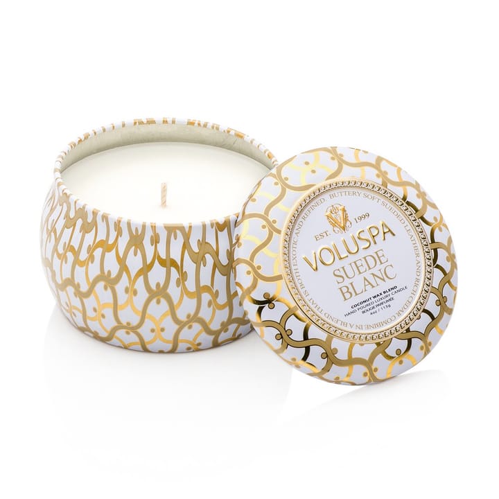 Decorative tin candle 25 hours - Suede Blanc - Voluspa