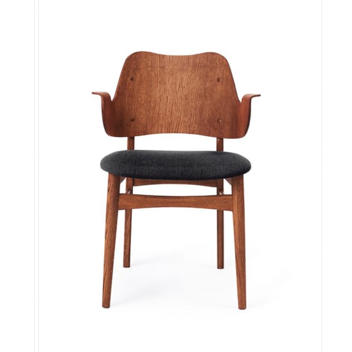 Gesture chair, upholstered seat - Anthracite-oiled teak oak legs - Warm Nordic