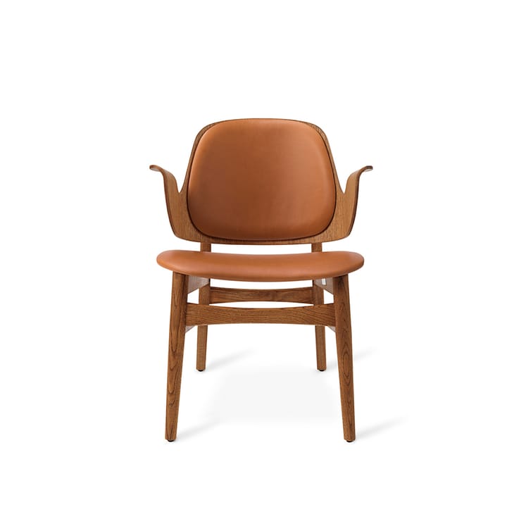 Gesture lounge chair - Leather silk 250 cognac, oiled teak oak legs - Warm Nordic