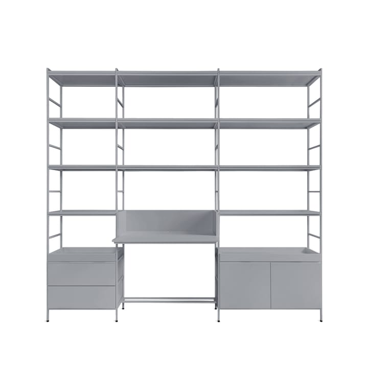 Molto High shelving system - Grey, 3 sections with worktop - Zweed