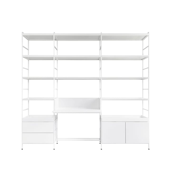 Molto High shelving system - White, 3 sections with worktop - Zweed
