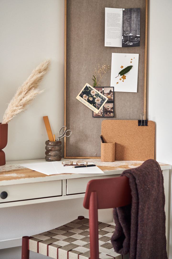 Decorate your home office with a classic notice board for all your important notes. We love this pin board from Ferm Living. 